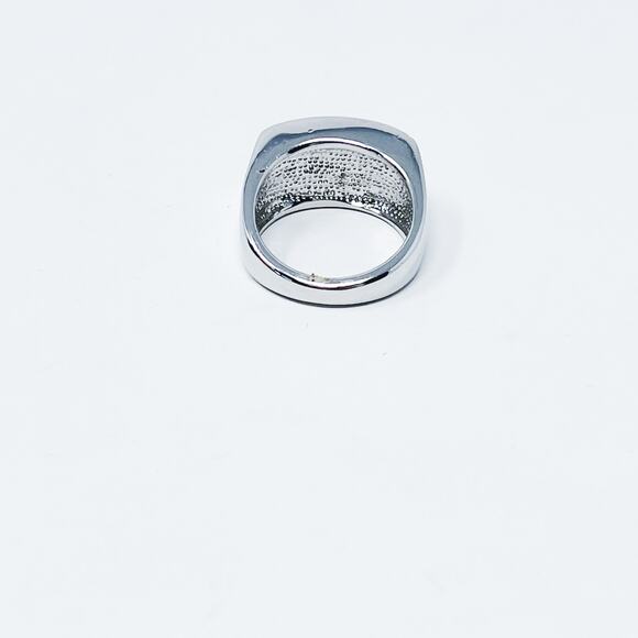 Mint Green Rectangle Gemstone Silver Tone Ring Size 6.75 Cocktail Fashion - Picture 4 of 9